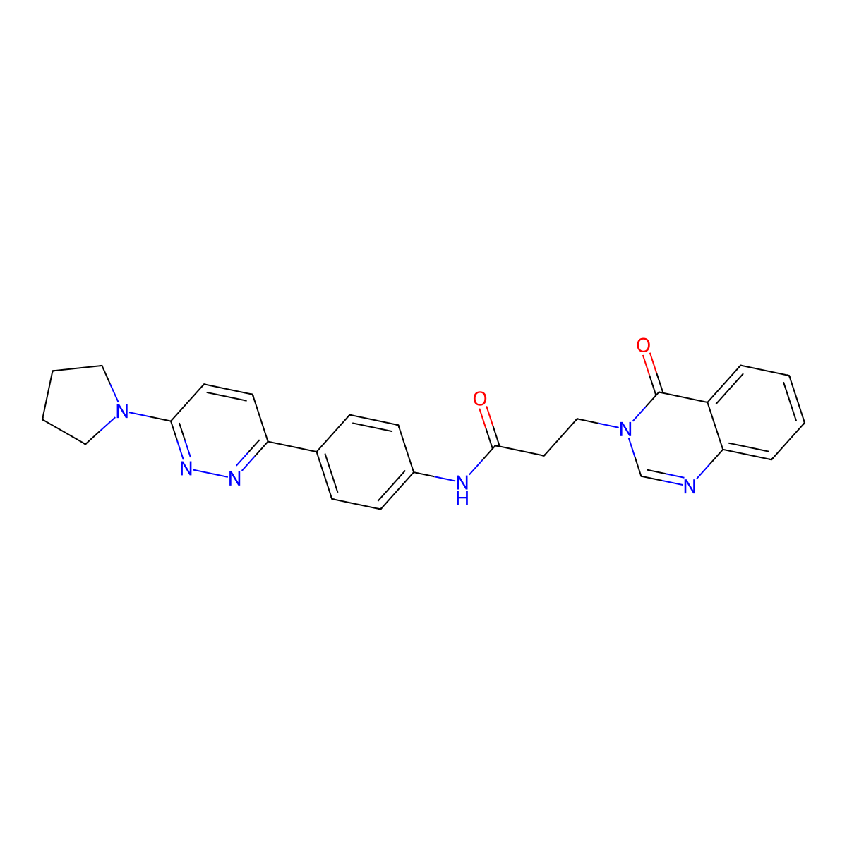 3-(4-oxoquinazolin-3(4H)-yl)-N-(4-(6-(pyrrolidin-1-yl)pyridazin-3-yl)phenyl)propanamide molecular structure, CAS 1211667-76-3