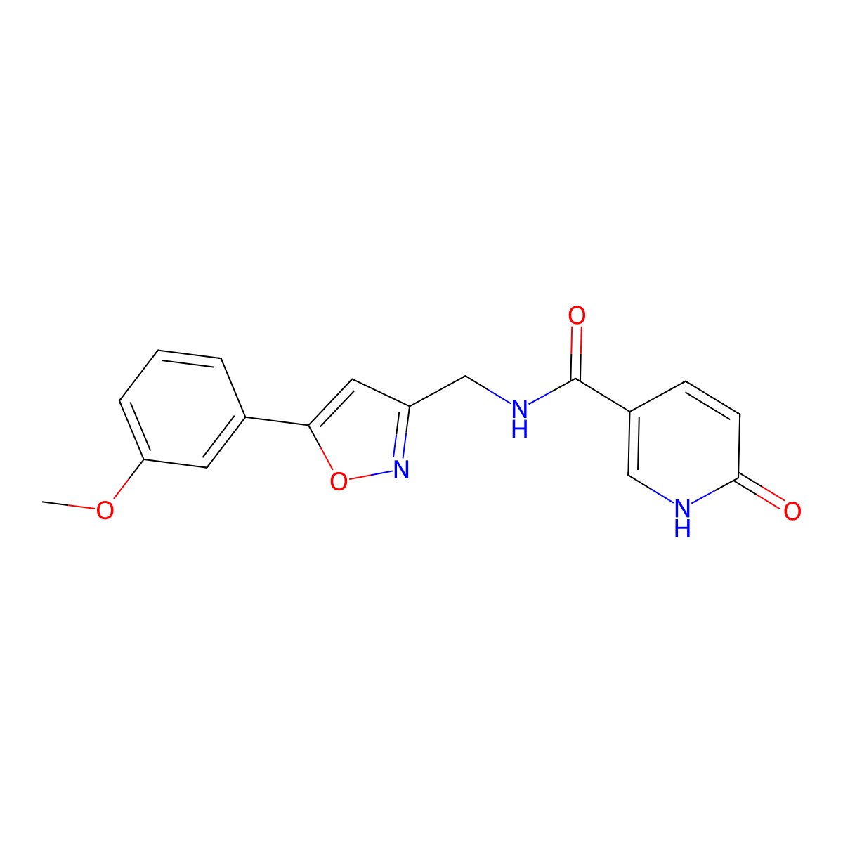 N-((5-(3-methoxyphenyl)isoxazol-3-yl)methyl)-6-oxo-1,6-dihydropyridine-3-carboxamide molecular structure, CAS 1211670-02-8