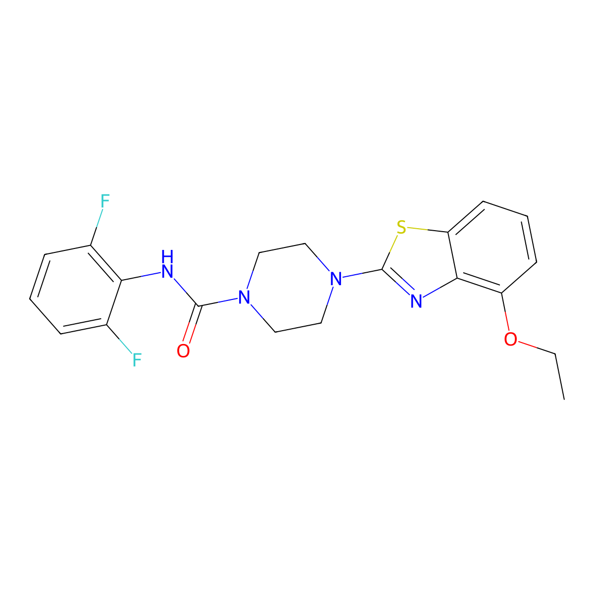 N-(2,6-difluorophenyl)-4-(4-ethoxybenzo[d]thiazol-2-yl)piperazine-1-carboxamide molecular structure, CAS 1211671-11-2