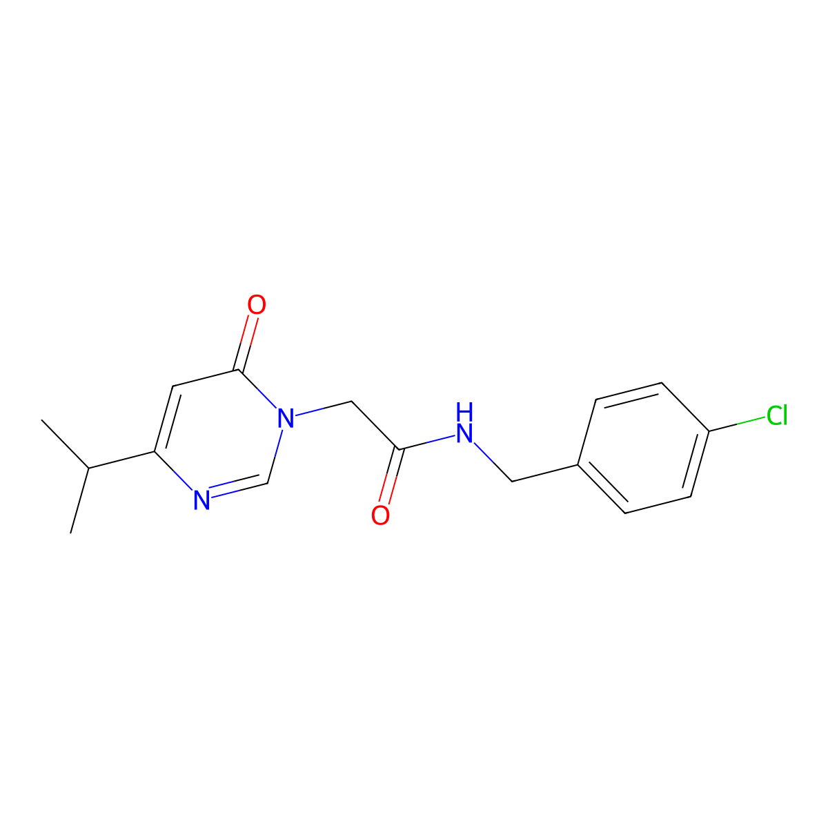N-(4-chlorobenzyl)-2-(4-isopropyl-6-oxopyrimidin-1(6H)-yl)acetamide molecular structure, CAS 1211673-46-9