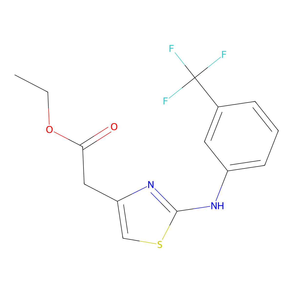 Ethyl 2-(2-((3-(trifluoromethyl)phenyl)amino)thiazol-4-yl)acetate molecular structure, CAS 1211673-52-7