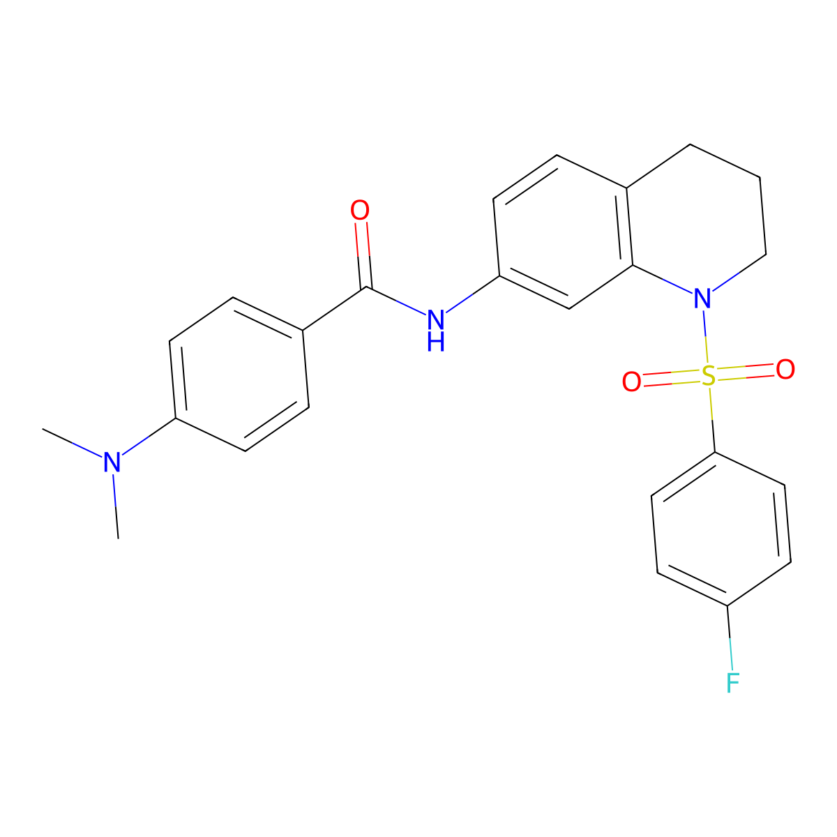 4-(dimethylamino)-N-(1-((4-fluorophenyl)sulfonyl)-1,2,3,4-tetrahydroquinolin-7-yl)benzamide molecular structure, CAS 1211676-71-9