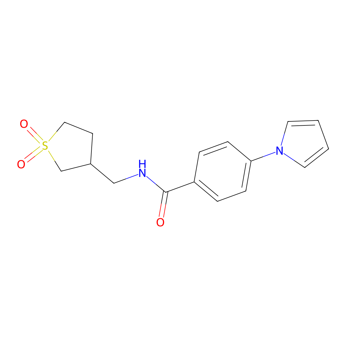 N-((1,1-dioxidotetrahydrothiophen-3-yl)methyl)-4-(1H-pyrrol-1-yl)benzamide molecular structure, CAS 1211677-03-0