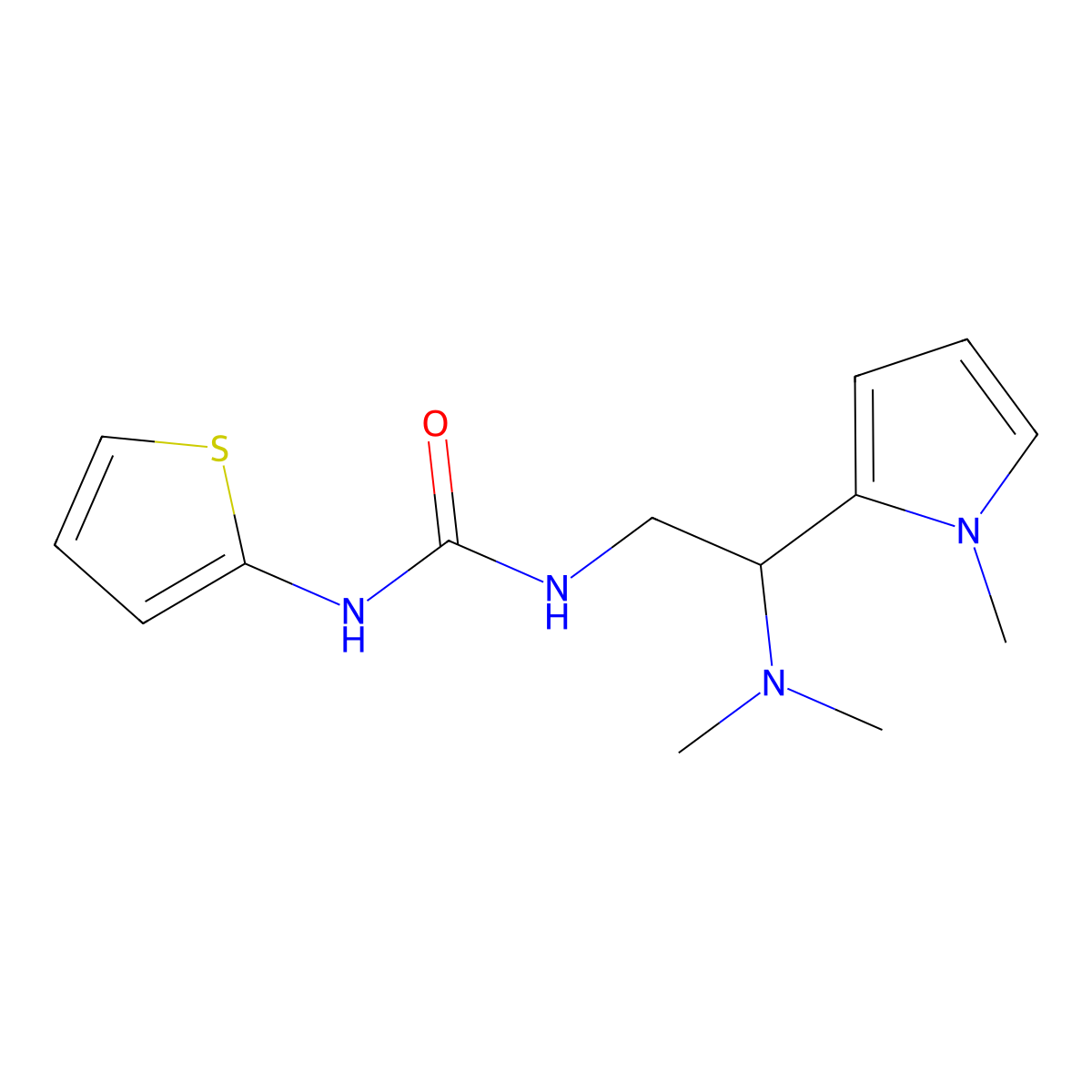 1-(2-(dimethylamino)-2-(1-methyl-1H-pyrrol-2-yl)ethyl)-3-(thiophen-2-yl)urea molecular structure, CAS 1211679-27-4