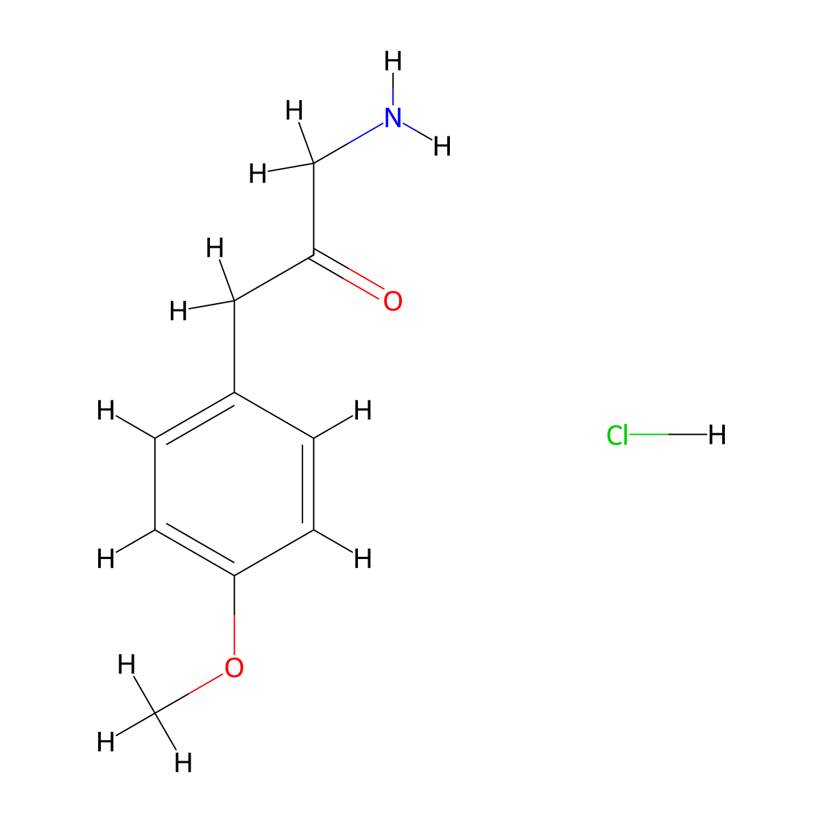 2-Propanone, 1-amino-3-(4-methoxyphenyl)-, hydrochloride (1 molecular structure, CAS 121168-65-8