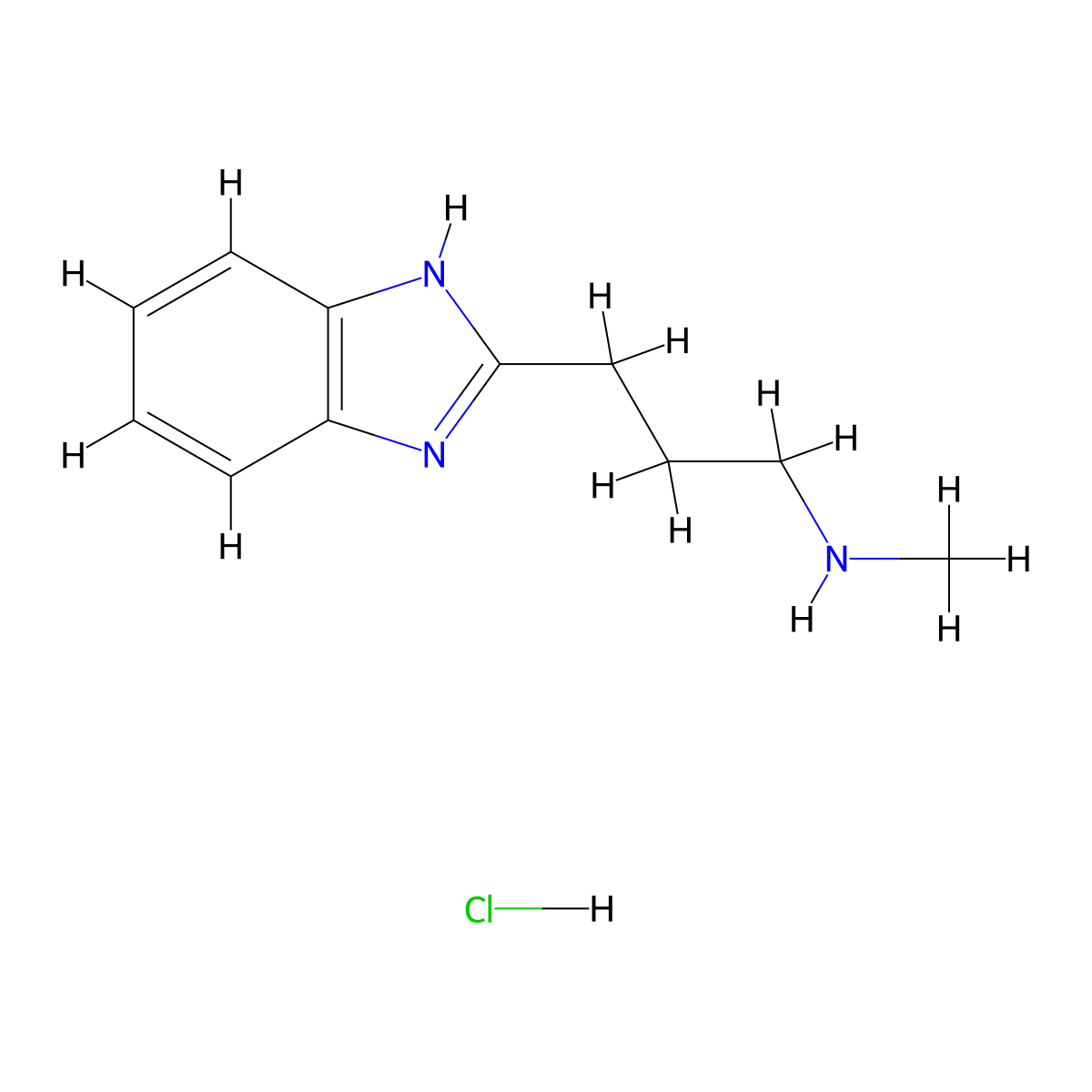 [3-(1H-1,3-benzodiazol-2-yl)propyl](methyl)amine hydrochloride molecular structure, CAS 1211683-84-9