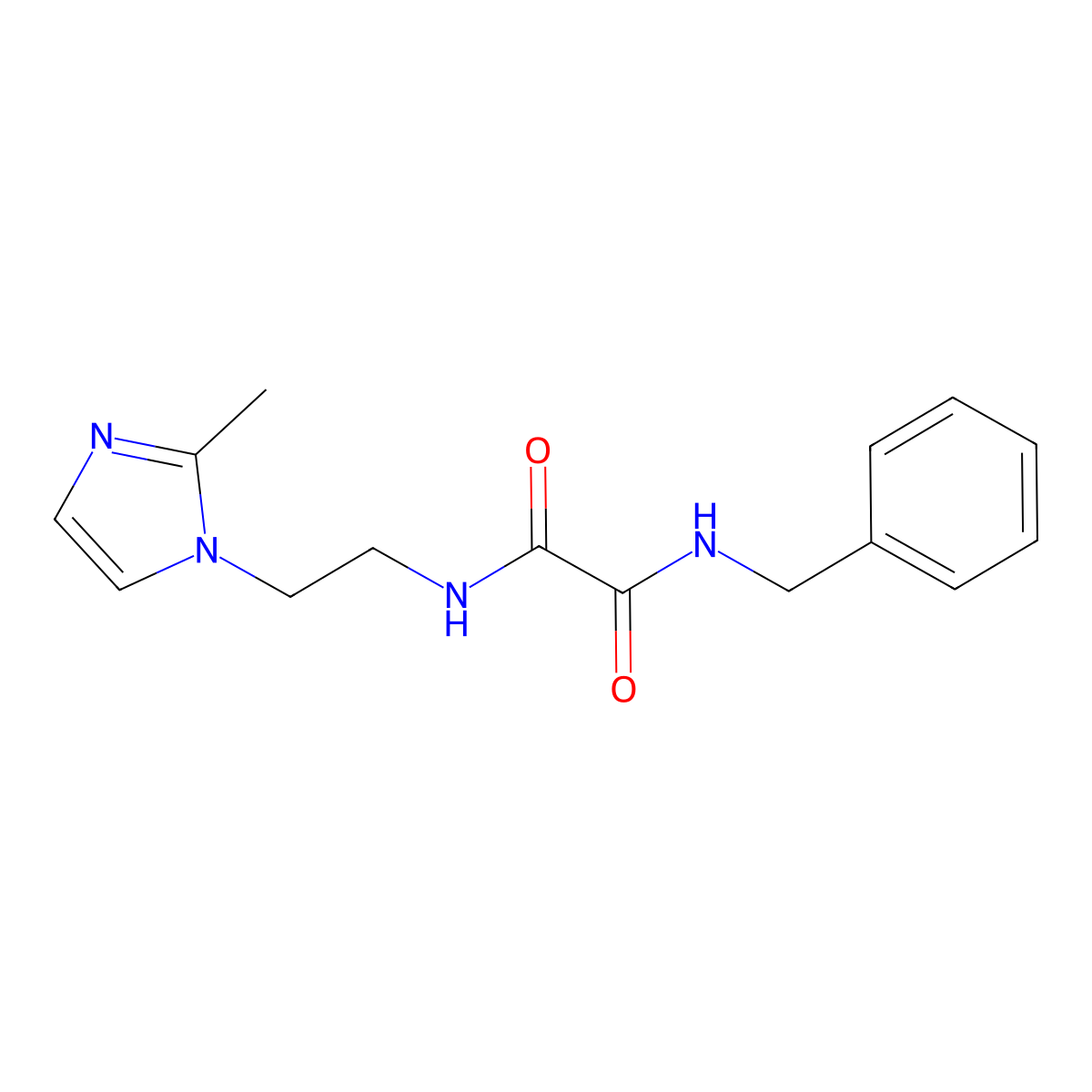 N1-benzyl-N2-(2-(2-methyl-1H-imidazol-1-yl)ethyl)oxalamide molecular structure, CAS 1211686-59-7