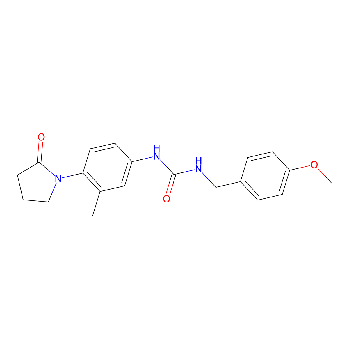 1-(4-Methoxybenzyl)-3-(3-methyl-4-(2-oxopyrrolidin-1-yl)phenyl)urea molecular structure, CAS 1211689-49-4
