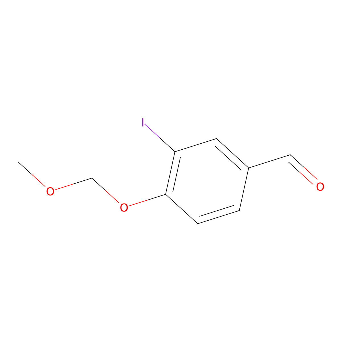 Benzaldehyde, 3-iodo-4-(methoxymethoxy)- molecular structure, CAS 121169-17-3