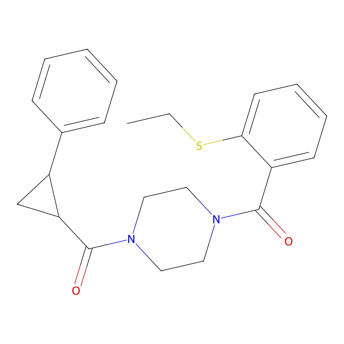 (4-(2-(Ethylthio)benzoyl)piperazin-1-yl)(2-phenylcyclopropyl)methanone molecular structure, CAS 1211692-25-9