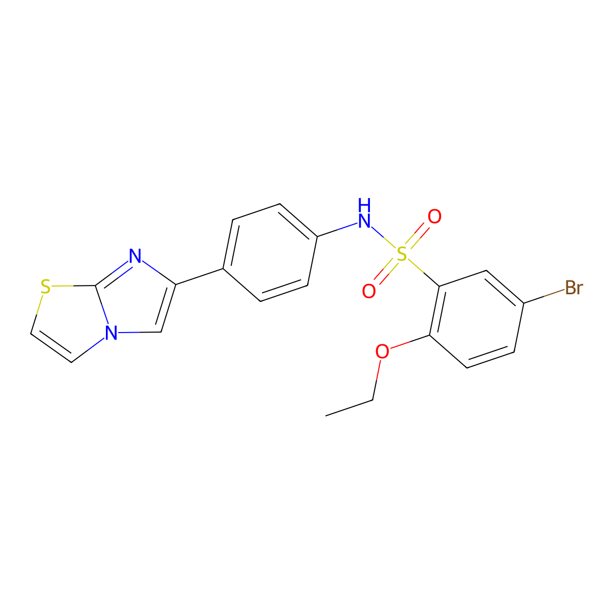 5-bromo-2-ethoxy-N-(4-(imidazo[2,1-b]thiazol-6-yl)phenyl)benzenesulfonamide molecular structure, CAS 1211693-81-0