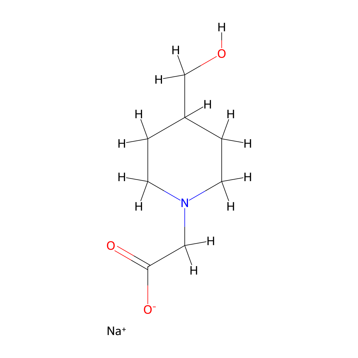 Sodium 2-(4-(hydroxymethyl)piperidin-1-yl)acetate molecular structure, CAS 1211697-69-6