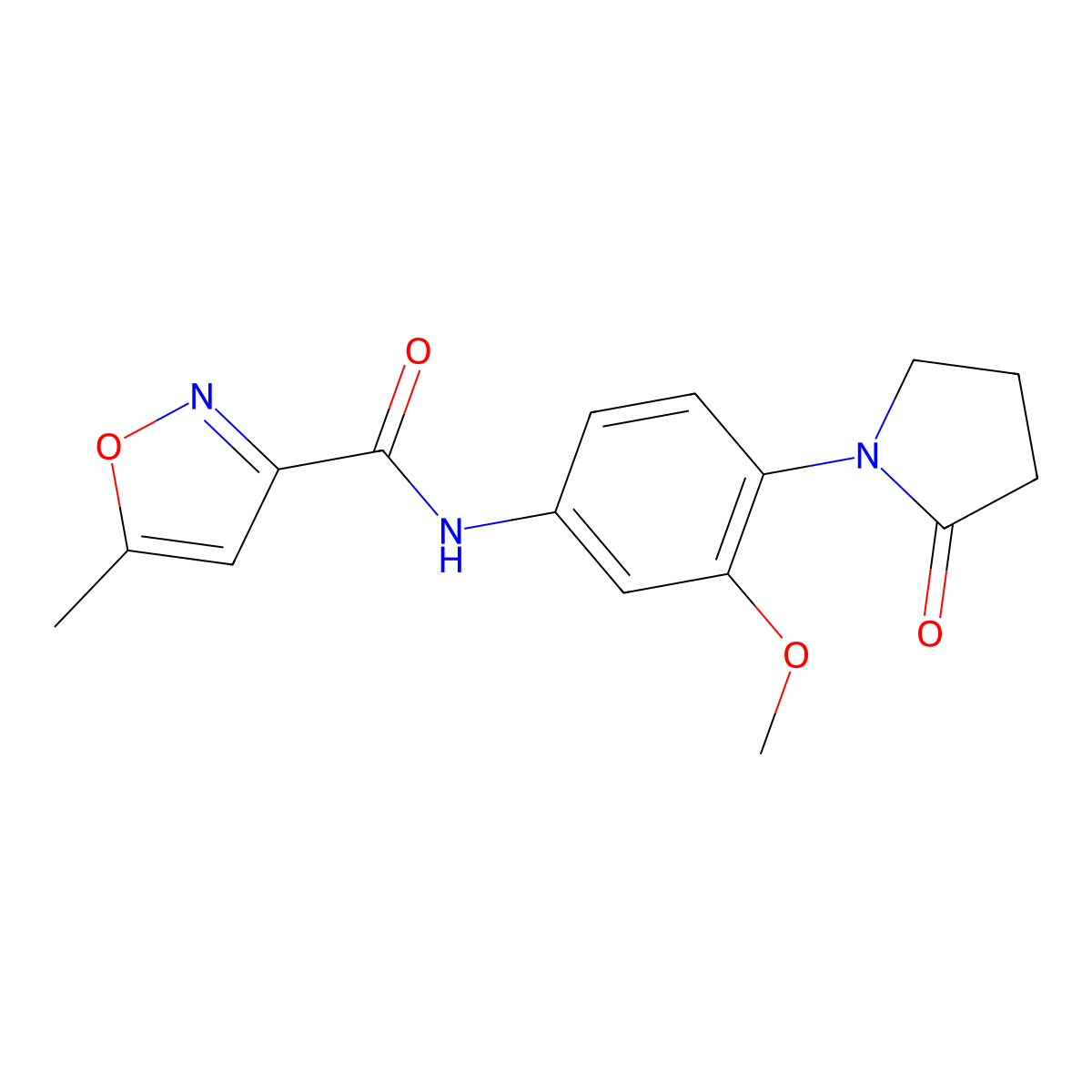 N-[3-methoxy-4-(2-oxopyrrolidin-1-yl)phenyl]-5-methyl-1,2-oxazole-3-carboxamide molecular structure, CAS 1211699-26-1