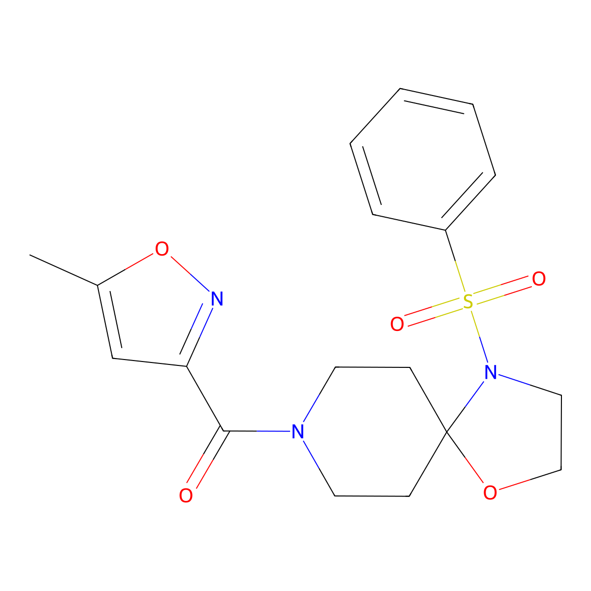 (5-Methylisoxazol-3-yl)(4-(phenylsulfonyl)-1-oxa-4,8-diazaspiro[4.5]decan-8-yl)methanone molecular structure, CAS 1211702-26-9