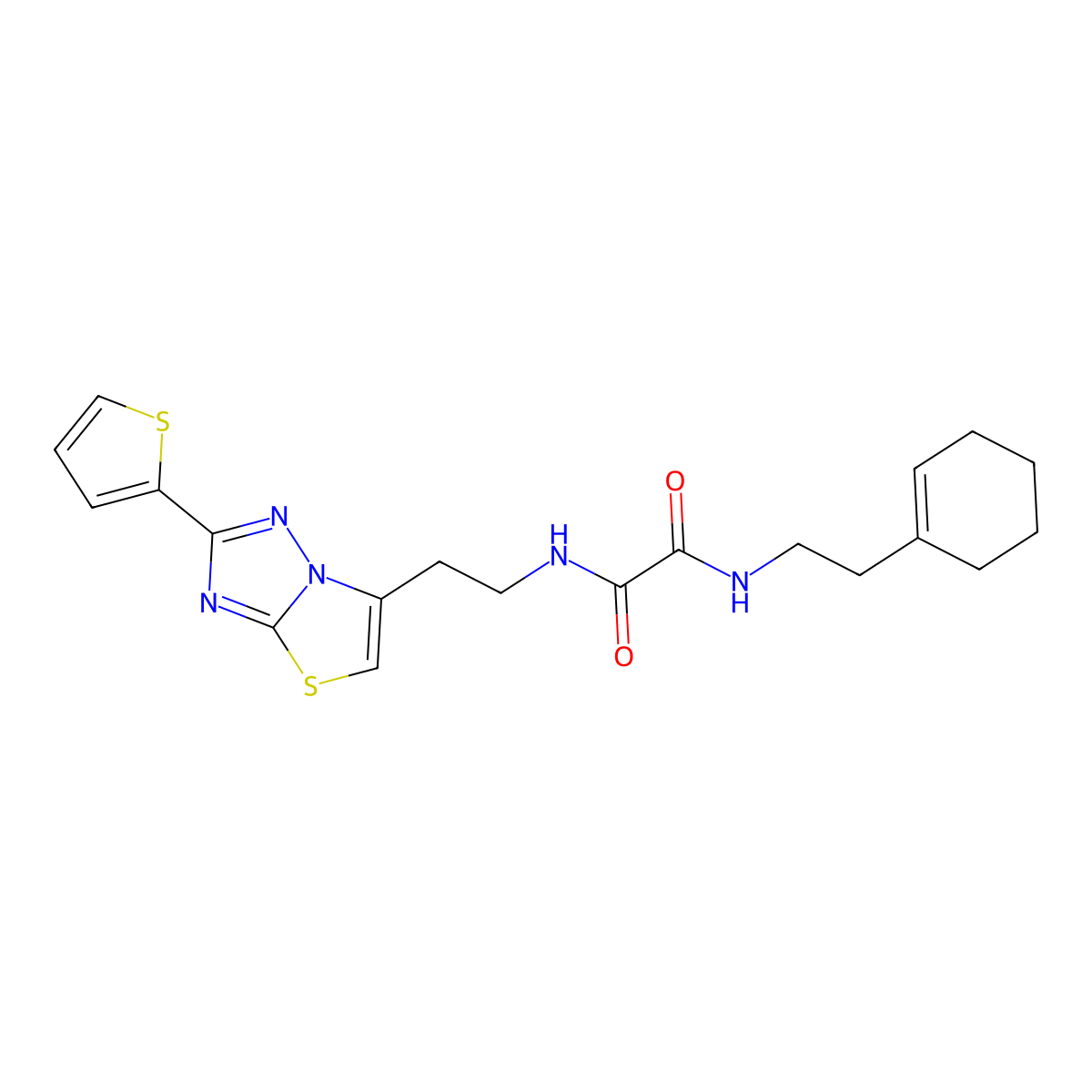 N1-(2-(cyclohex-1-en-1-yl)ethyl)-N2-(2-(2-(thiophen-2-yl)thiazolo[3,2-b][1,2,4]triazol-6-yl)ethyl)oxalamide molecular structure, CAS 1211702-42-9