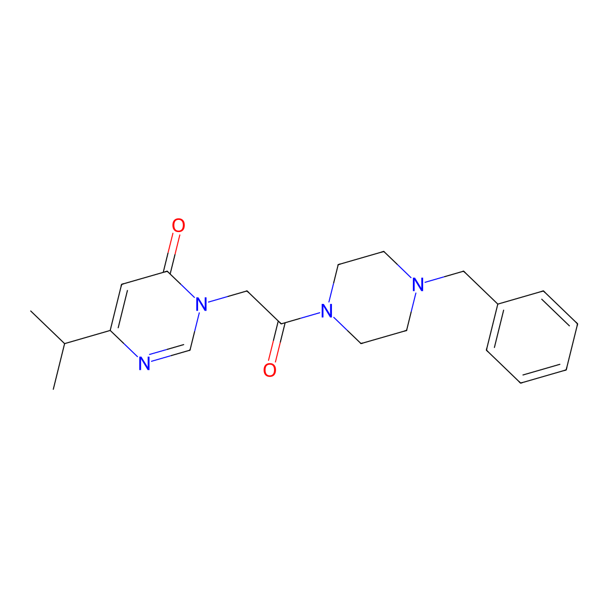 3-(2-(4-benzylpiperazin-1-yl)-2-oxoethyl)-6-isopropylpyrimidin-4(3H)-one molecular structure, CAS 1211704-00-5