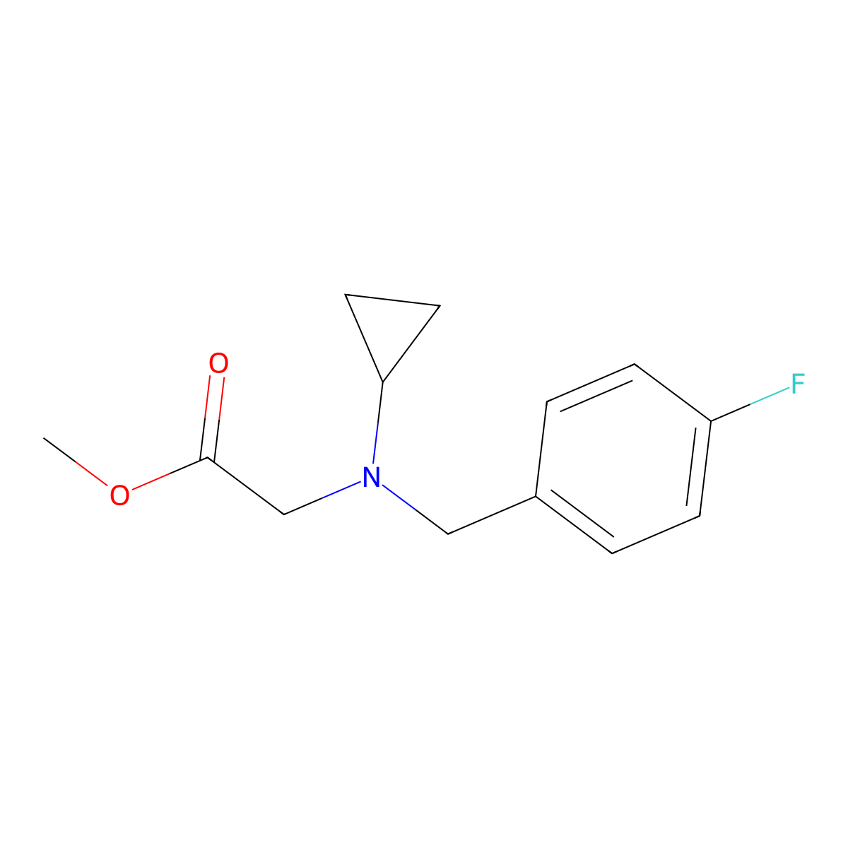 Methyl 2-(cyclopropyl(4-fluorobenzyl)amino)acetate molecular structure, CAS 1211709-33-9