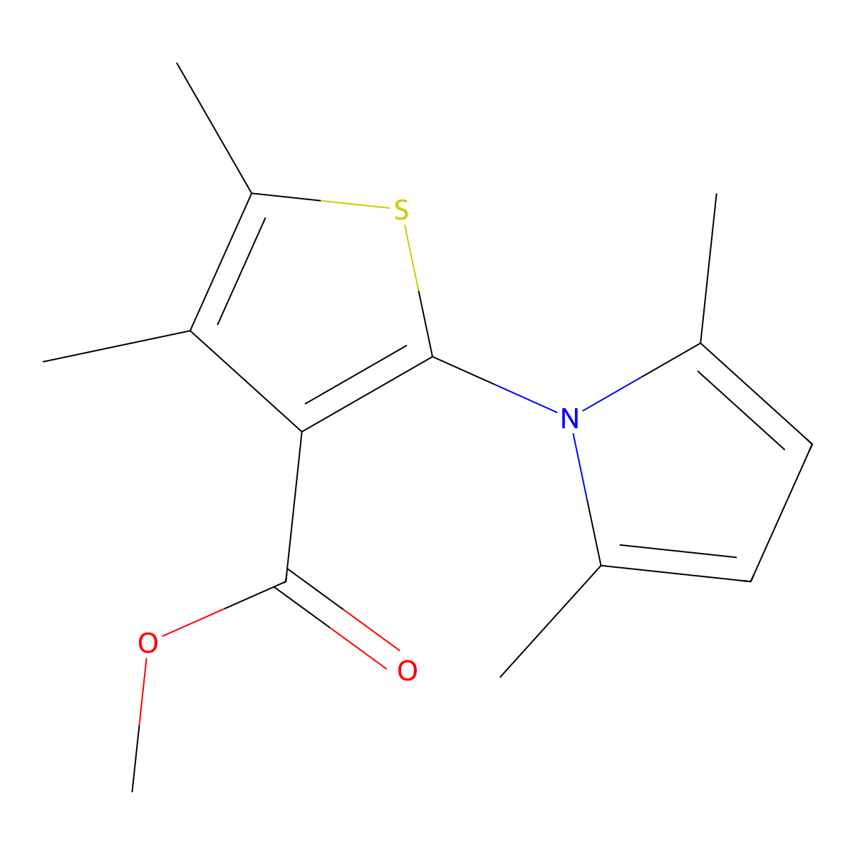 methyl 2-(2,5-dimethyl-1H-pyrrol-1-yl)-4,5-dimethylthiophene-3-carboxylate molecular structure, CAS 1211710-06-3