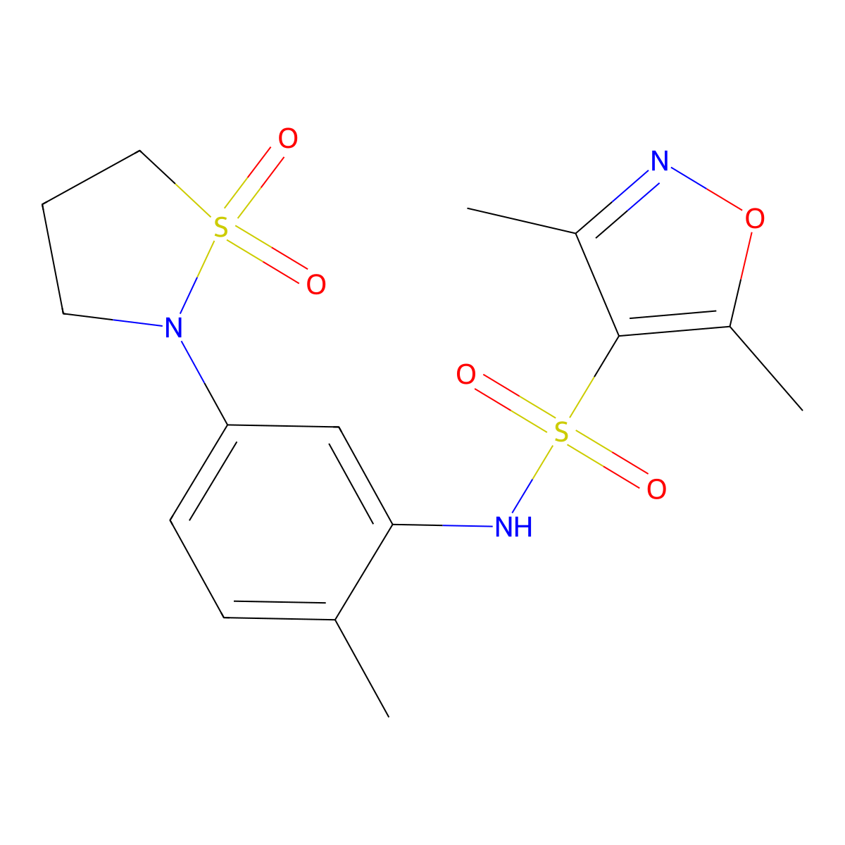 N-(5-(1,1-dioxidoisothiazolidin-2-yl)-2-methylphenyl)-3,5-dimethylisoxazole-4-sulfonamide molecular structure, CAS 1211711-89-5