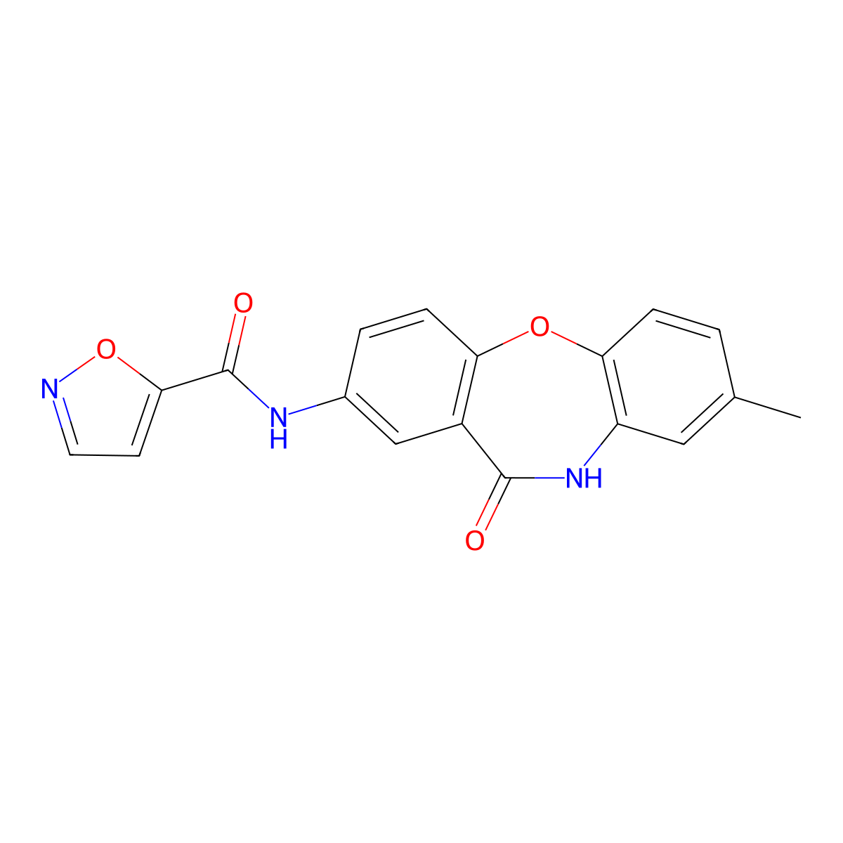 N-(8-methyl-11-oxo-10,11-dihydrodibenzo[b,f][1,4]oxazepin-2-yl)isoxazole-5-carboxamide molecular structure, CAS 1211713-36-8