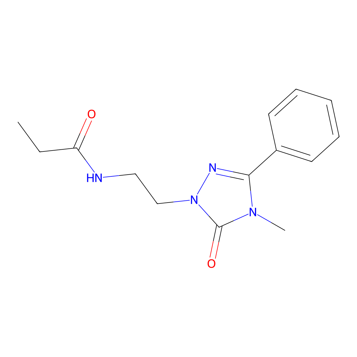 N-[2-(4-methyl-5-oxo-3-phenyl-4,5-dihydro-1H-1,2,4-triazol-1-yl)ethyl]propanamide molecular structure, CAS 1211717-21-3