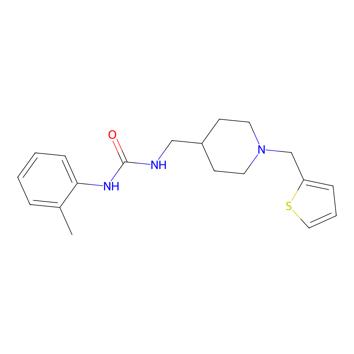 1-((1-(Thiophen-2-ylmethyl)piperidin-4-yl)methyl)-3-(o-tolyl)urea molecular structure, CAS 1211718-88-5