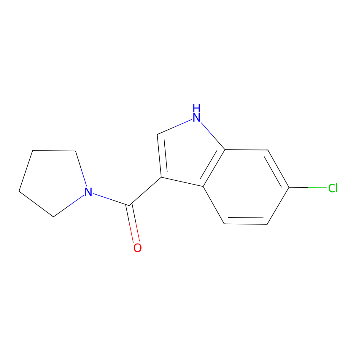 (6-chloro-1H-indol-3-yl)(pyrrolidin-1-yl)methanone molecular structure, CAS 1211723-10-2