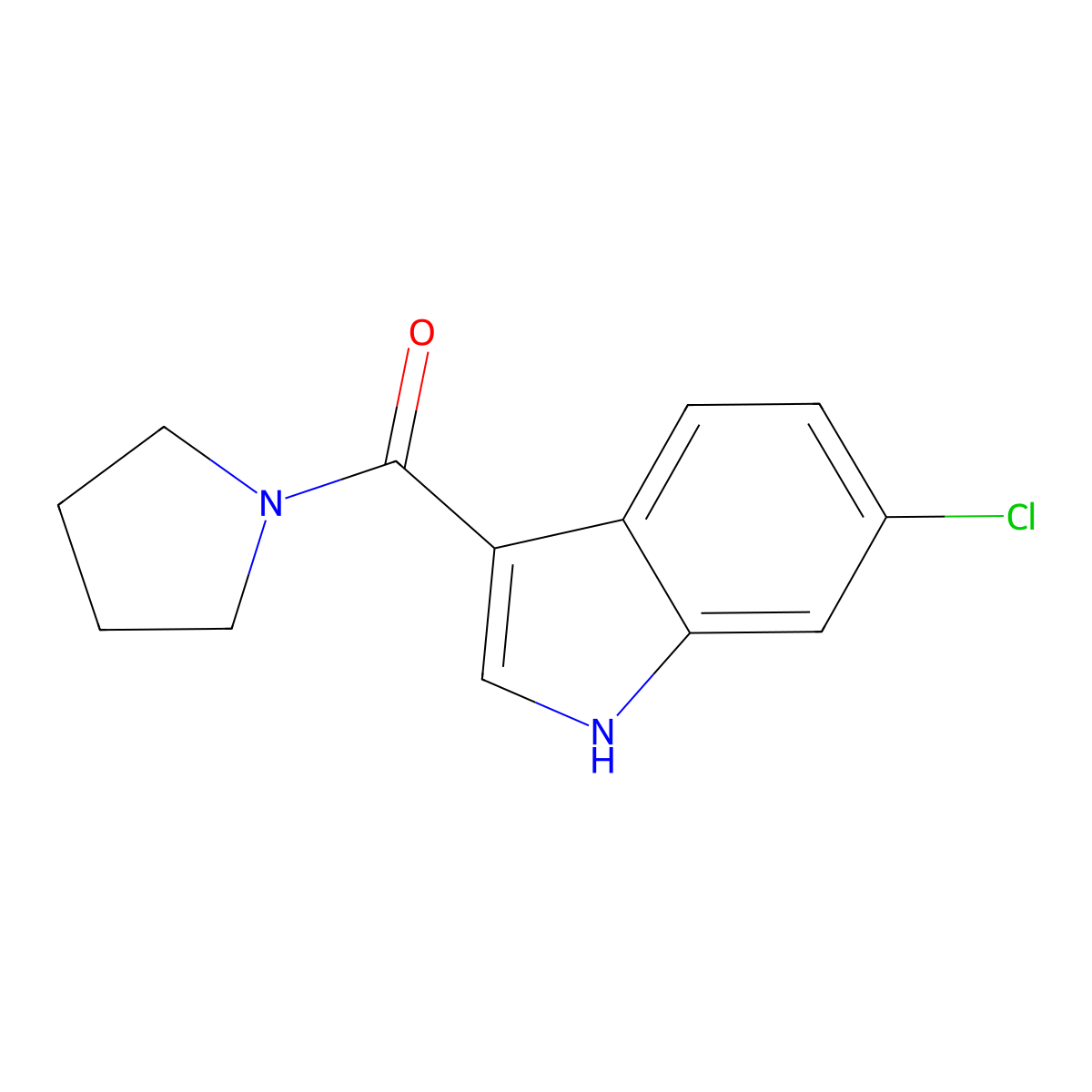 (6-chloro-1H-indol-3-yl)(pyrrolidin-1-yl)methanone molecular structure, CAS 1211723-10-2