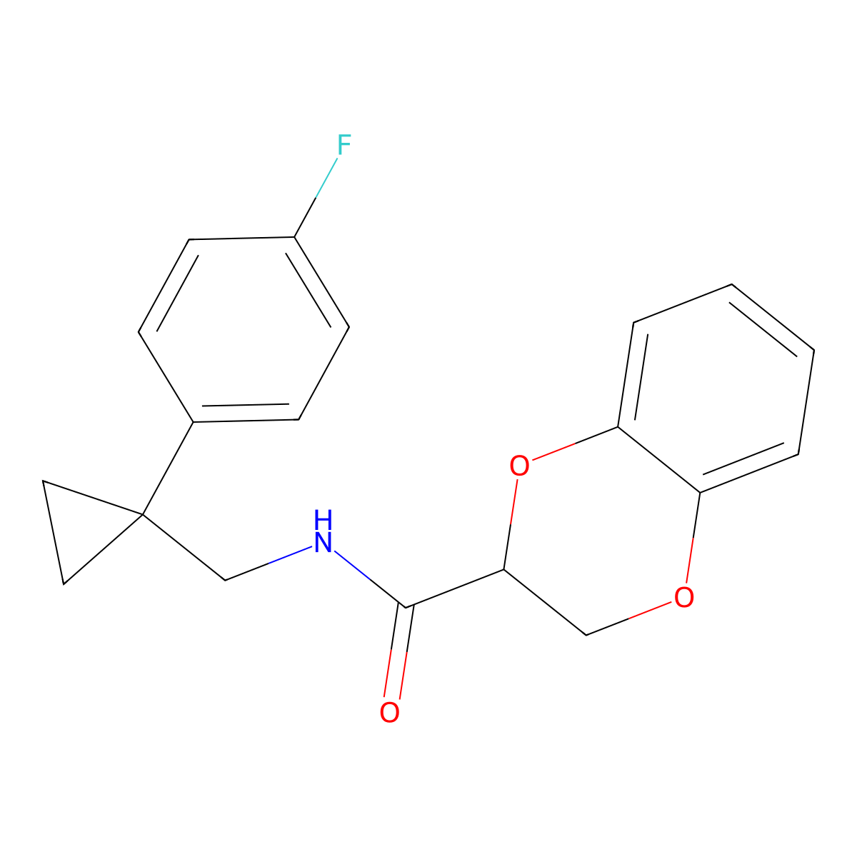 N-((1-(4-fluorophenyl)cyclopropyl)methyl)-2,3-dihydrobenzo[b][1,4]dioxine-2-carboxamide molecular structure, CAS 1211726-29-2