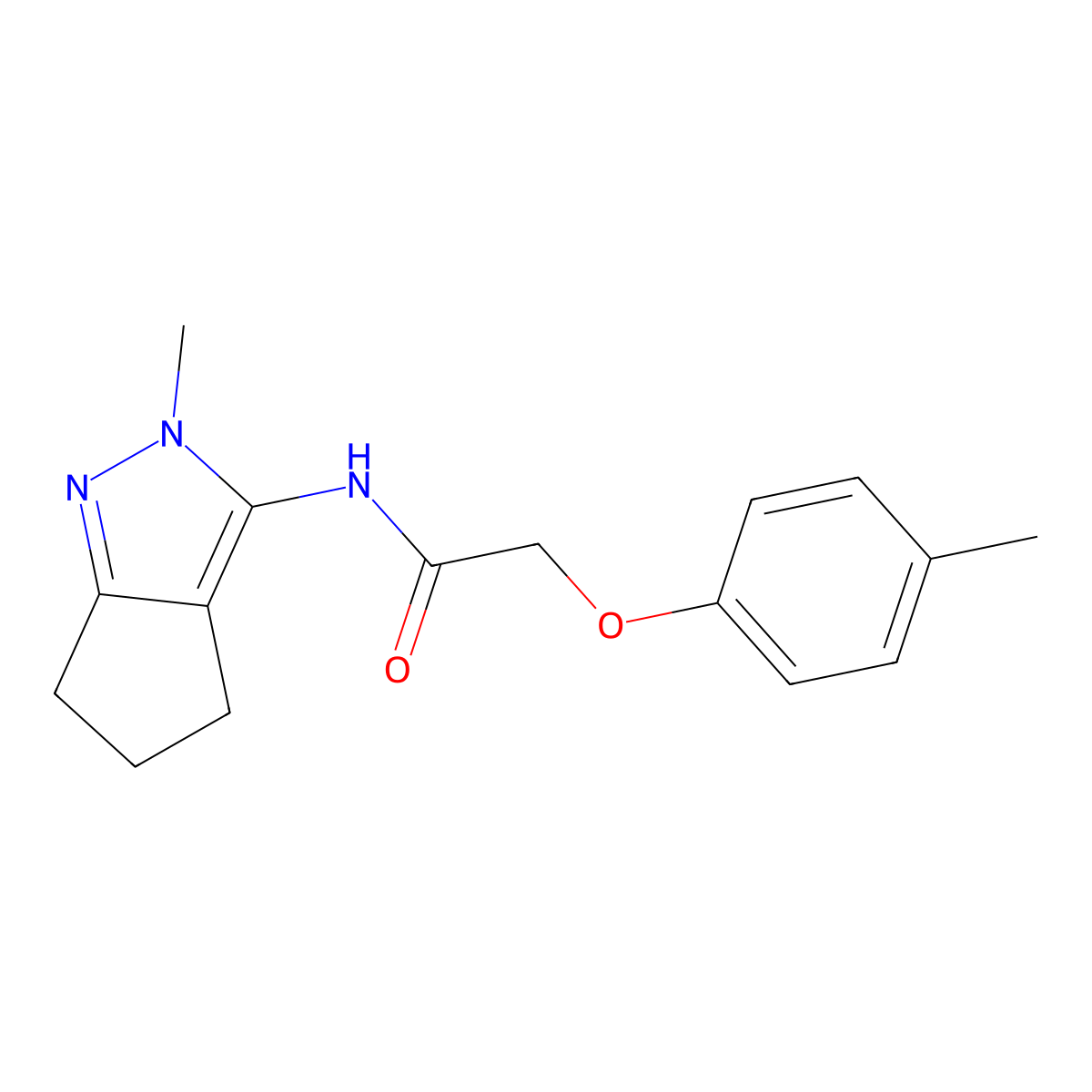 N-{2-methyl-2H,4H,5H,6H-cyclopenta[c]pyrazol-3-yl}-2-(4-methylphenoxy)acetamide molecular structure, CAS 1211726-52-1