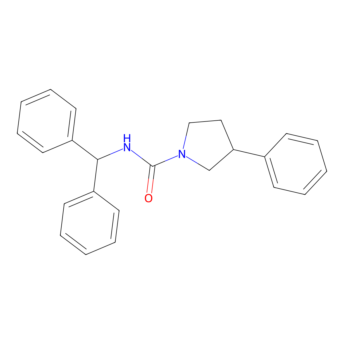 N-benzhydryl-3-phenylpyrrolidine-1-carboxamide molecular structure, CAS 1211728-44-7