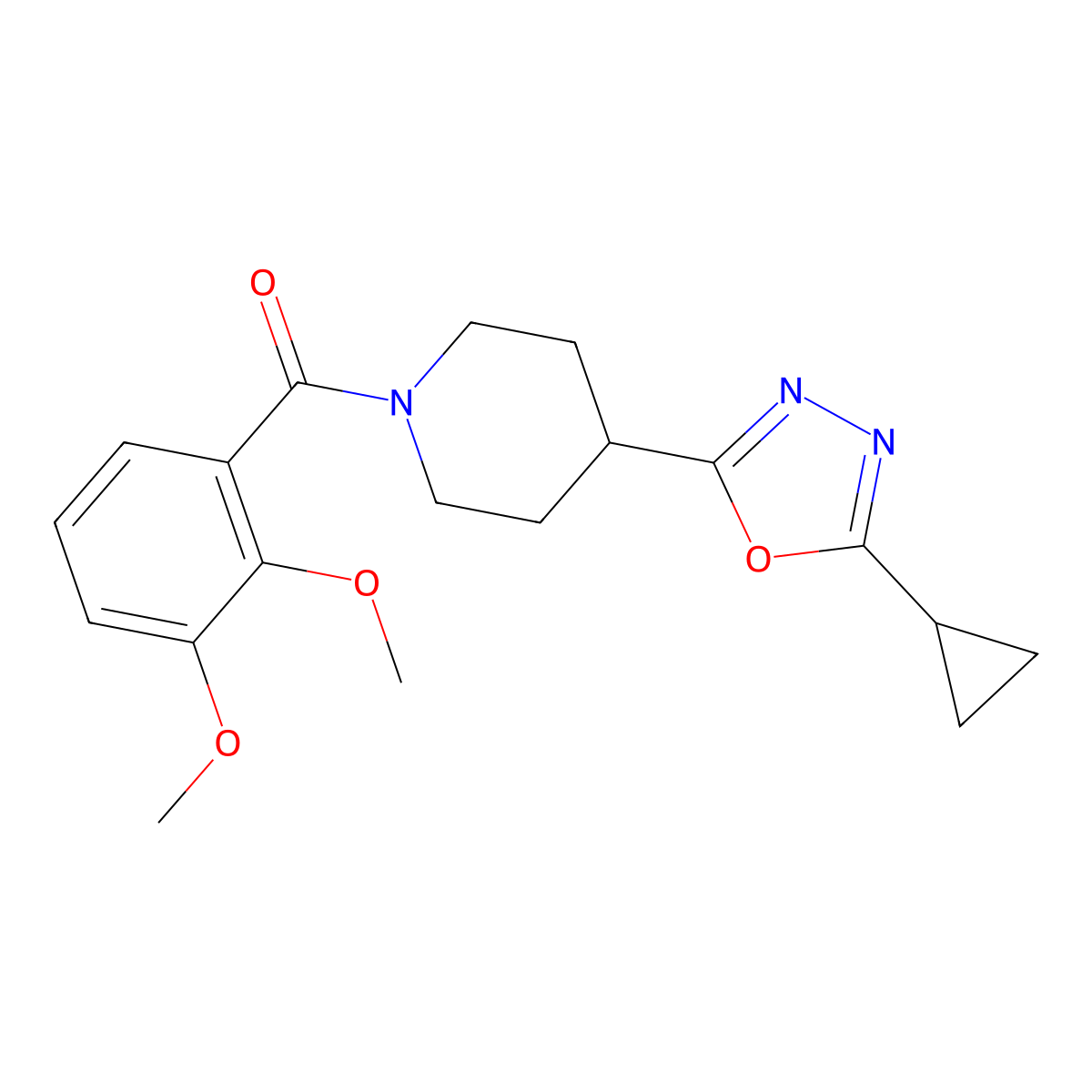(4-(5-Cyclopropyl-1,3,4-oxadiazol-2-yl)piperidin-1-yl)(2,3-dimethoxyphenyl)methanone molecular structure, CAS 1211729-41-7