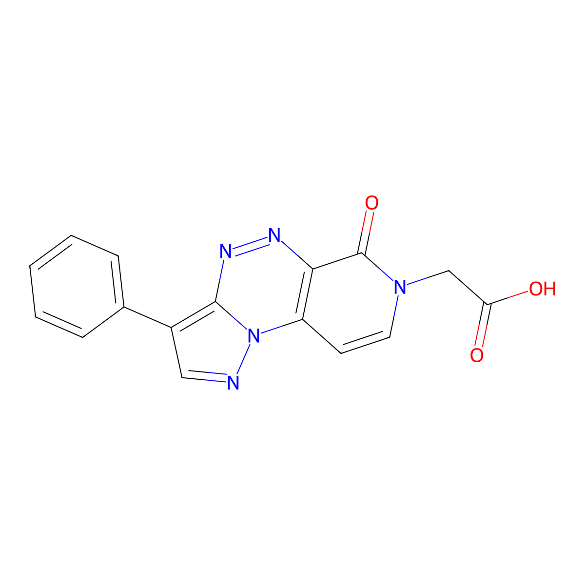 (6-oxo-3-phenylpyrazolo[5,1-c]pyrido[4,3-e][1,2,4]triazin-7(6H)-yl)acetic acid molecular structure, CAS 1211730-11-8