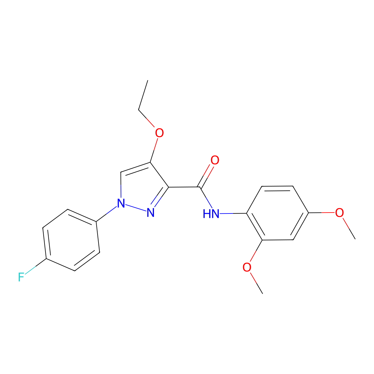 N-(2,4-dimethoxyphenyl)-4-ethoxy-1-(4-fluorophenyl)-1H-pyrazole-3-carboxamide molecular structure, CAS 1211733-46-8