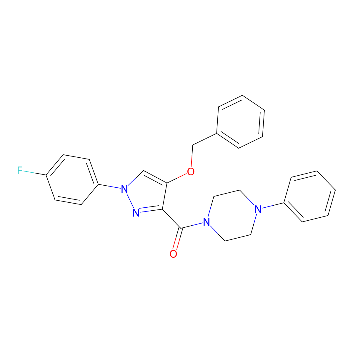 1-[4-(benzyloxy)-1-(4-fluorophenyl)-1H-pyrazole-3-carbonyl]-4-phenylpiperazine molecular structure, CAS 1211734-69-8