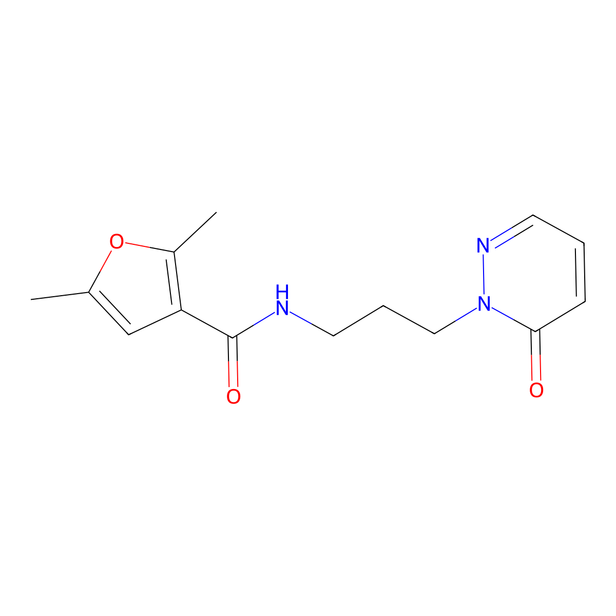 2,5-dimethyl-N-(3-(6-oxopyridazin-1(6H)-yl)propyl)furan-3-carboxamide molecular structure, CAS 1211741-82-0