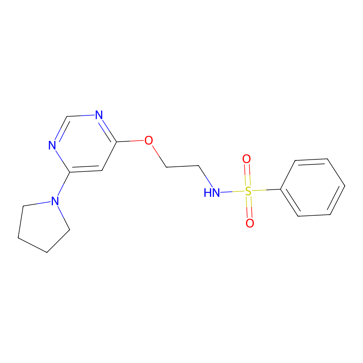 N-(2-((6-(pyrrolidin-1-yl)pyrimidin-4-yl)oxy)ethyl)benzenesulfonamide molecular structure, CAS 1211744-57-8