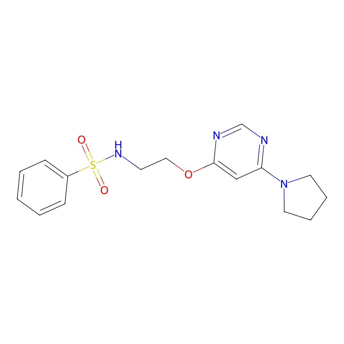 N-(2-((6-(pyrrolidin-1-yl)pyrimidin-4-yl)oxy)ethyl)benzenesulfonamide molecular structure, CAS 1211744-57-8