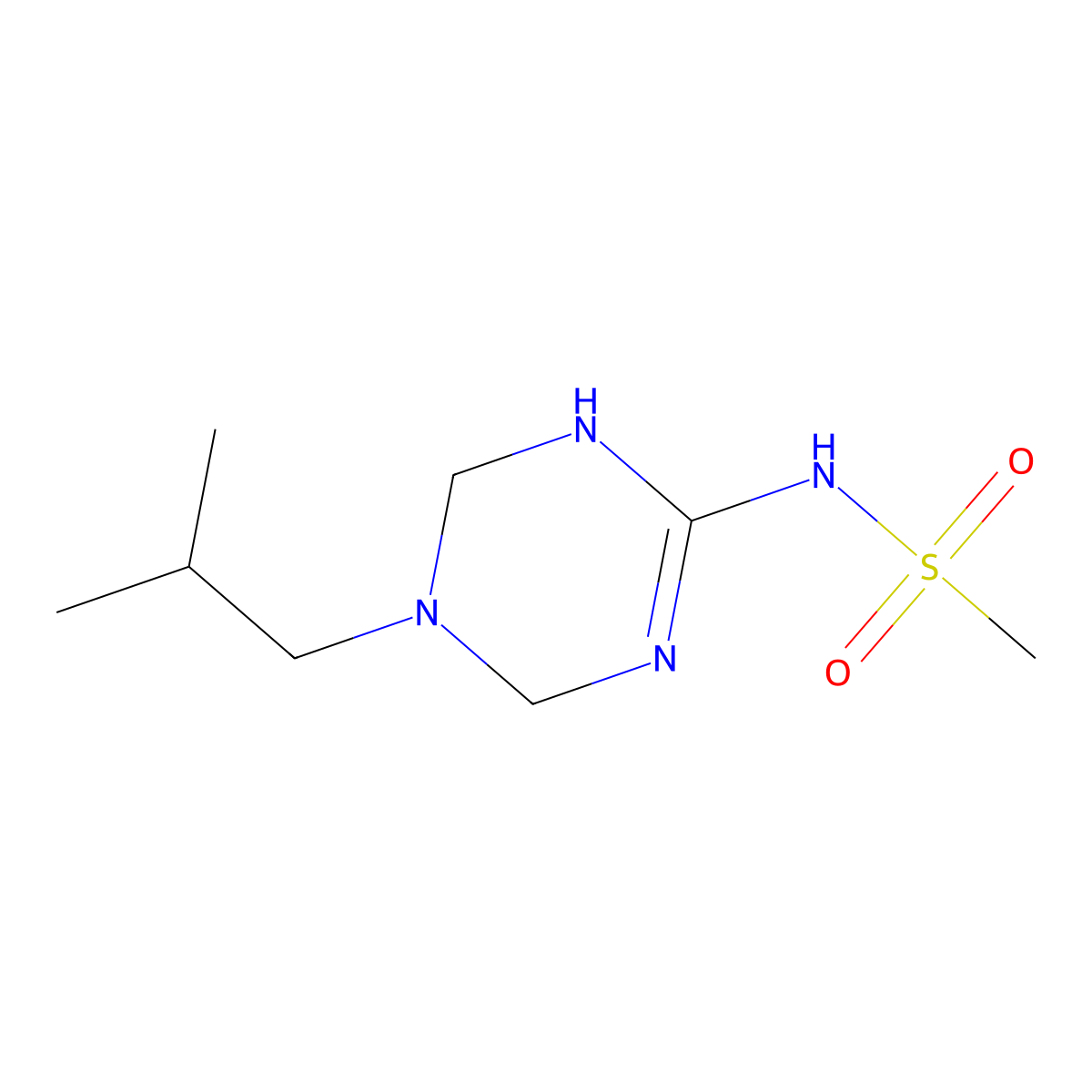 N-(5-isobutyl-1,4,5,6-tetrahydro-1,3,5-triazin-2-yl)methanesulfonamide molecular structure, CAS 1211749-37-9