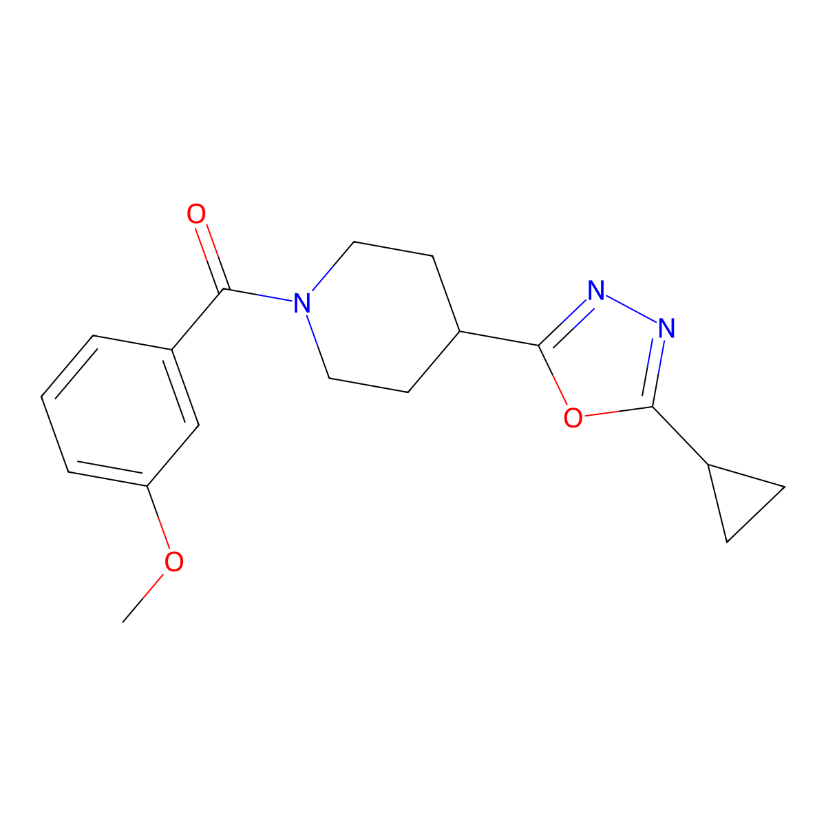 (4-(5-Cyclopropyl-1,3,4-oxadiazol-2-yl)piperidin-1-yl)(3-methoxyphenyl)methanone molecular structure, CAS 1211755-13-3
