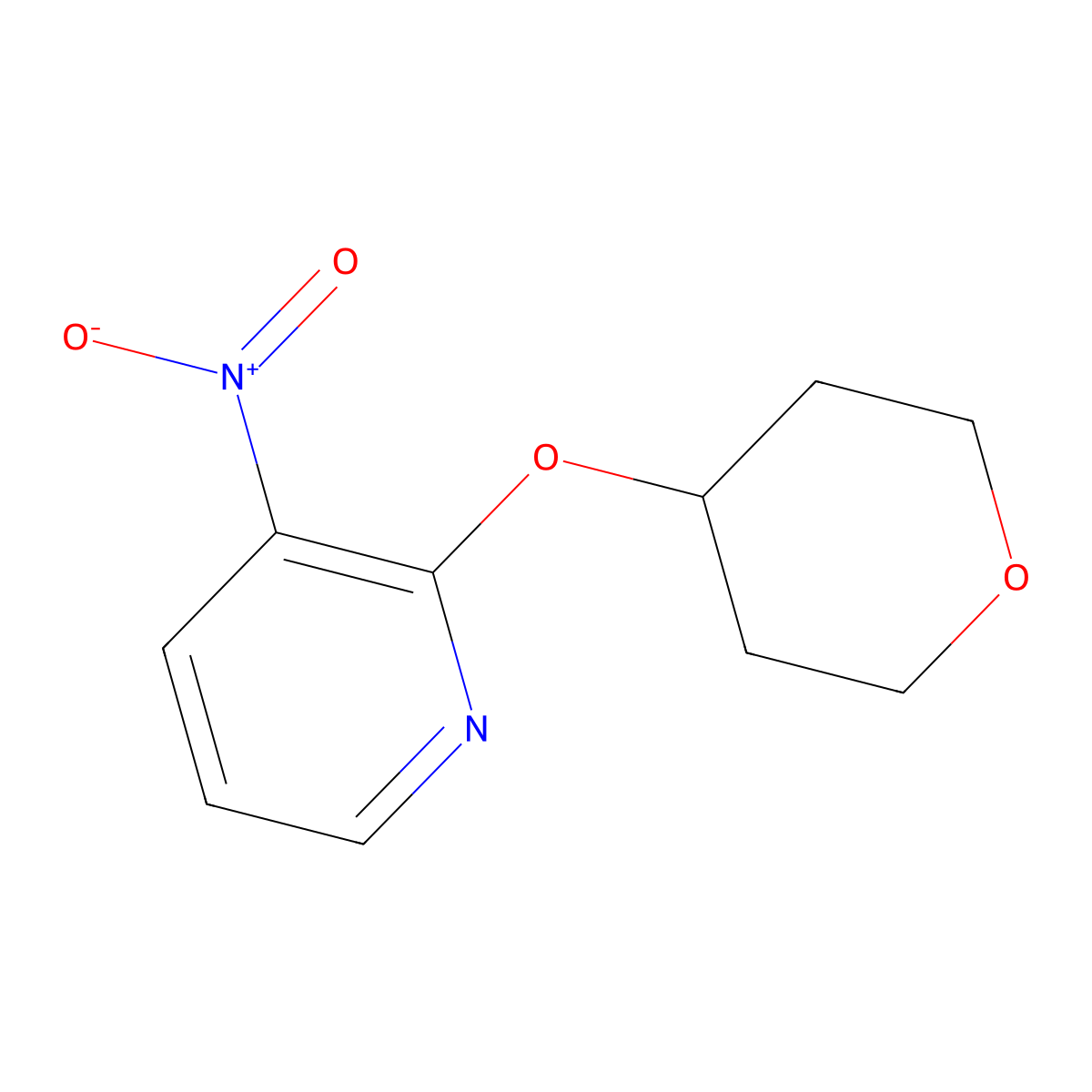 3-Nitro-2-(tetrahydro-2H-pyran-4-yloxy)pyridine molecular structure, CAS 1211758-67-6