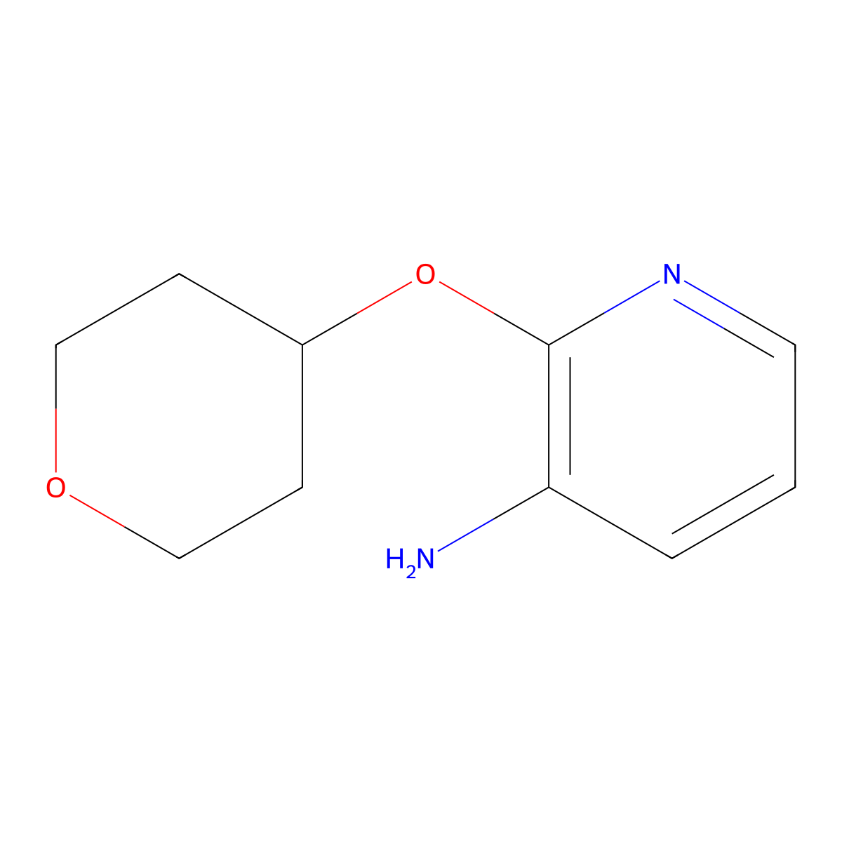 2-(tetrahydro-2H-pyran-4-yloxy)pyridin-3-amine molecular structure, CAS 1211758-68-7
