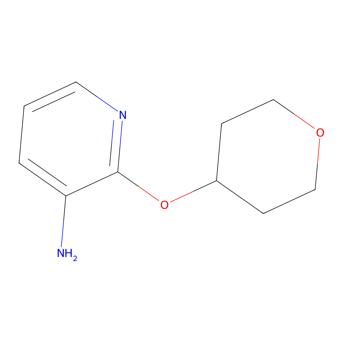 2-(tetrahydro-2H-pyran-4-yloxy)pyridin-3-amine molecular structure, CAS 1211758-68-7