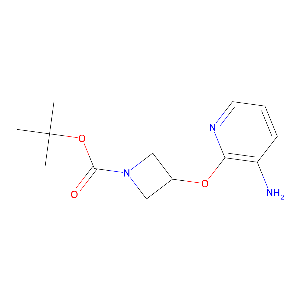 Tert-butyl 3-((3-aminopyridin-2-yl)oxy)azetidine-1-carboxylate molecular structure, CAS 1211758-73-4