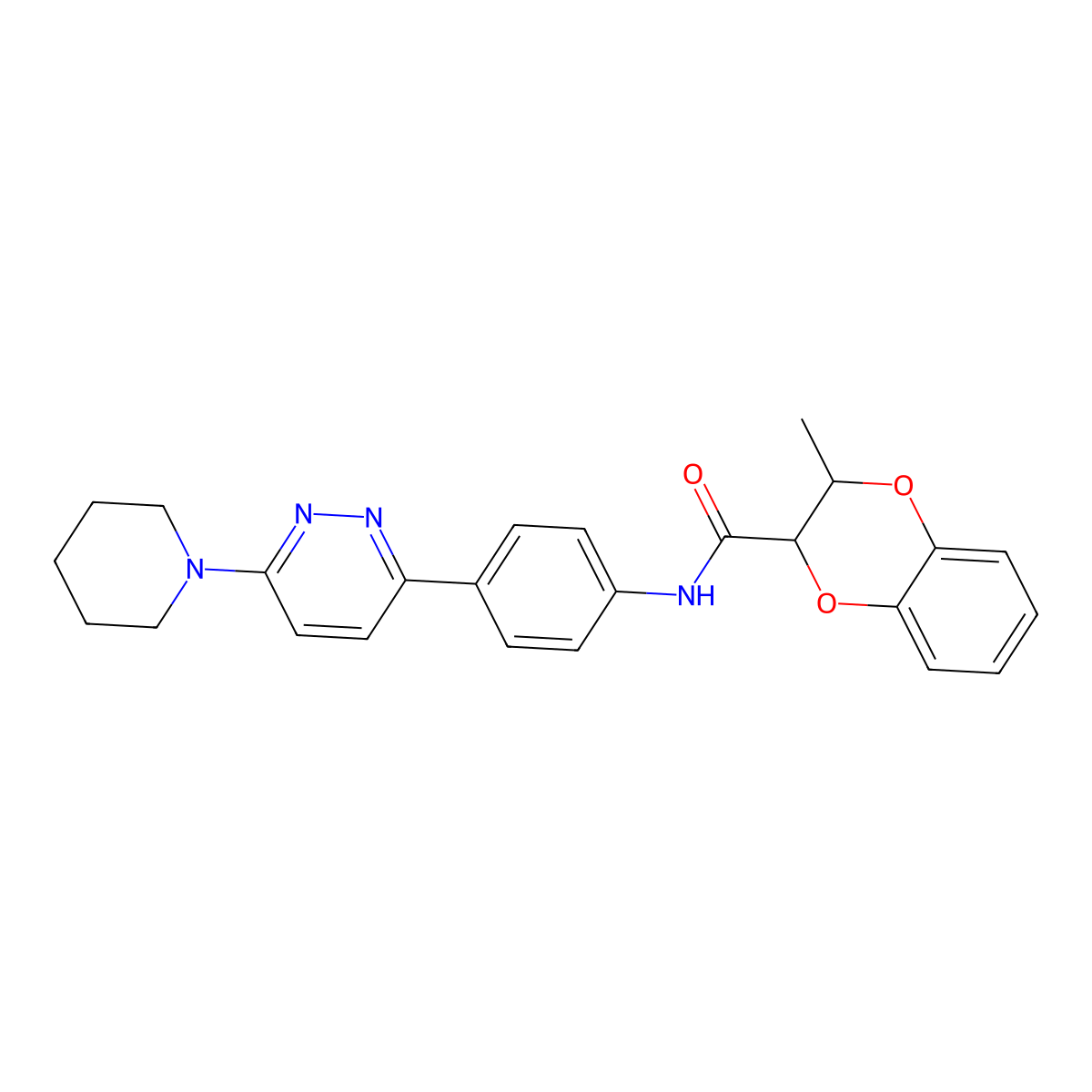 3-methyl-N-(4-(6-(piperidin-1-yl)pyridazin-3-yl)phenyl)-2,3-dihydrobenzo[b][1,4]dioxine-2-carboxamide molecular structure, CAS 1211760-63-2