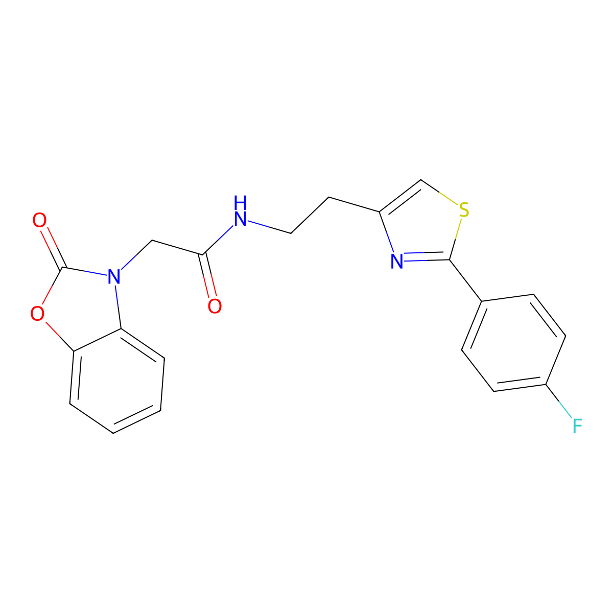 N-(2-(2-(4-fluorophenyl)thiazol-4-yl)ethyl)-2-(2-oxobenzo[d]oxazol-3(2H)-yl)acetamide molecular structure, CAS 1211765-98-8