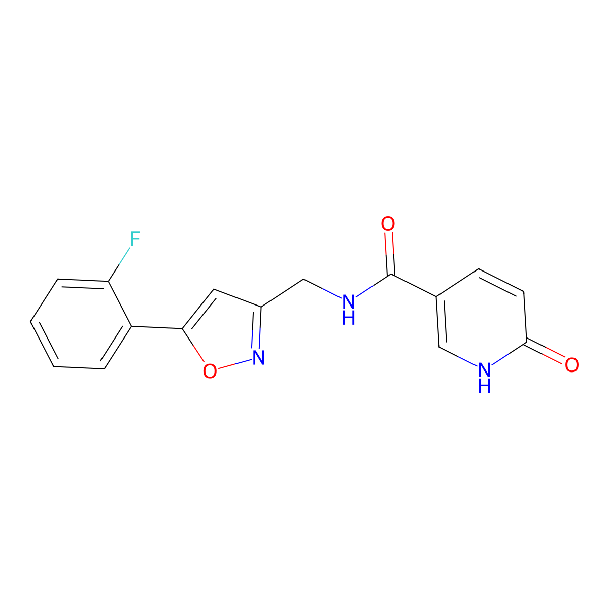 N-((5-(2-fluorophenyl)isoxazol-3-yl)methyl)-6-oxo-1,6-dihydropyridine-3-carboxamide molecular structure, CAS 1211768-06-7