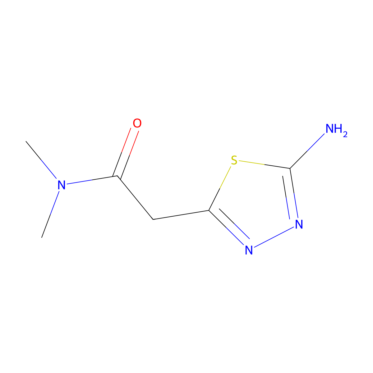 2-(5-Amino-1,3,4-thiadiazol-2-YL)-N,N-dimethylacetamide molecular structure, CAS 1211773-00-0