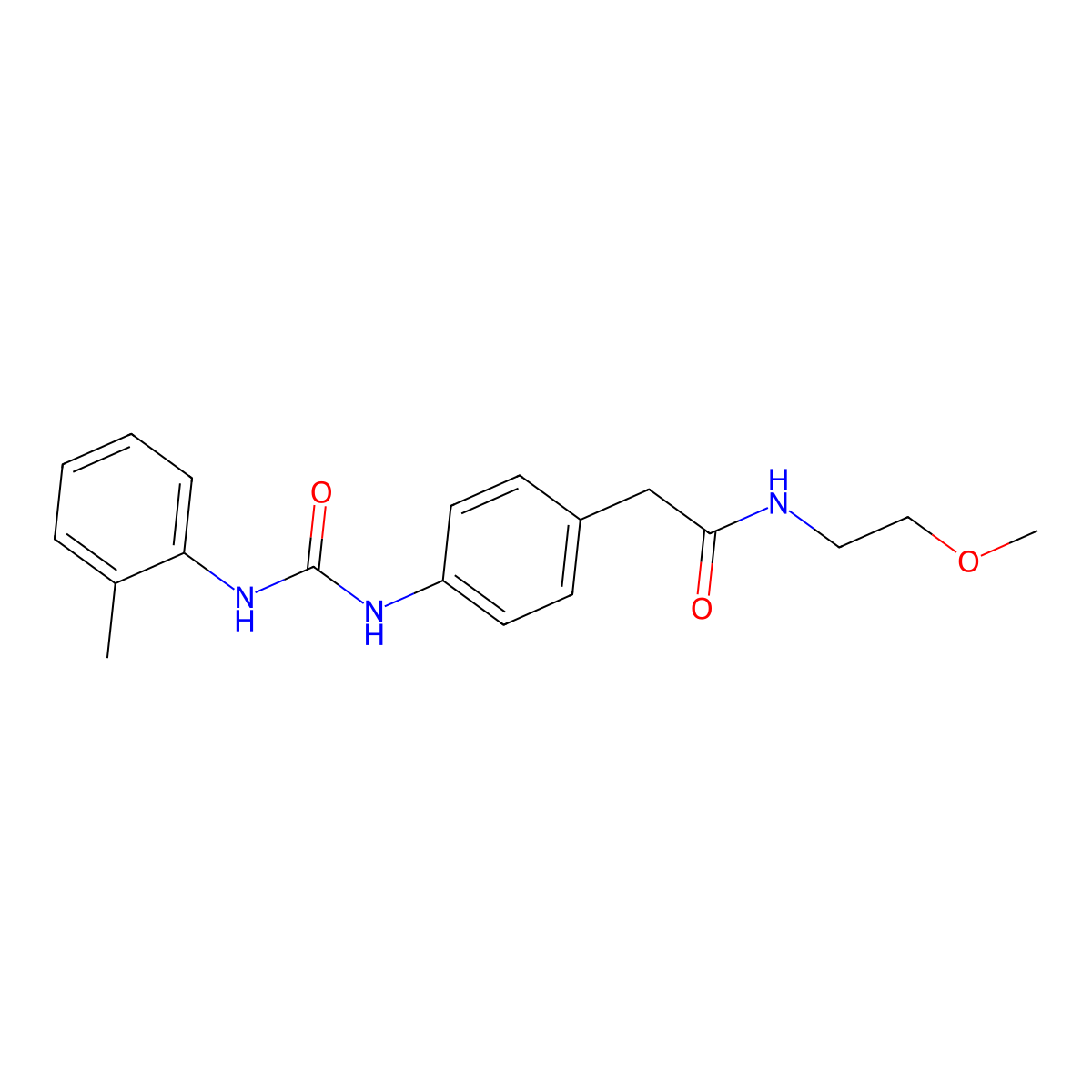 N-(2-methoxyethyl)-2-(4-(3-(o-tolyl)ureido)phenyl)acetamide molecular structure, CAS 1211773-01-1