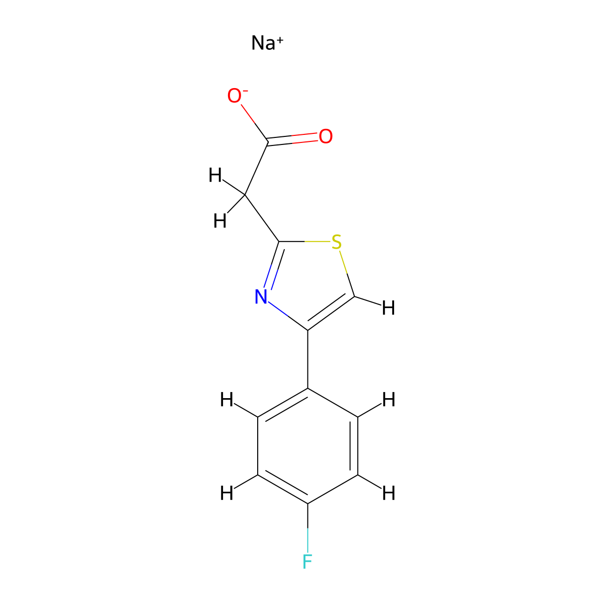 Sodium 2-[4-(4-fluorophenyl)-1,3-thiazol-2-yl]acetate molecular structure, CAS 1211774-49-0